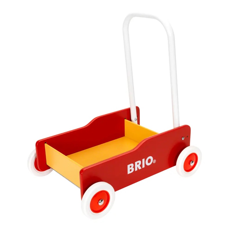 BRIO Lära-Gå-Vagn i trä, röd och gul