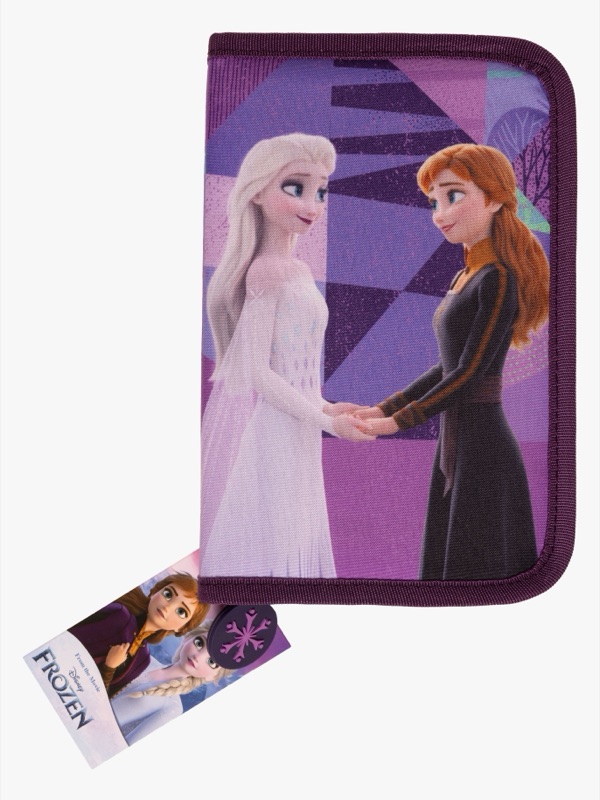 Lila pennfodral med motiv från Disneys Frozen