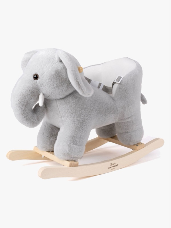 Teddykompaniet Gungdjur Elefant Baby, grå gungelefant med ryggstöd